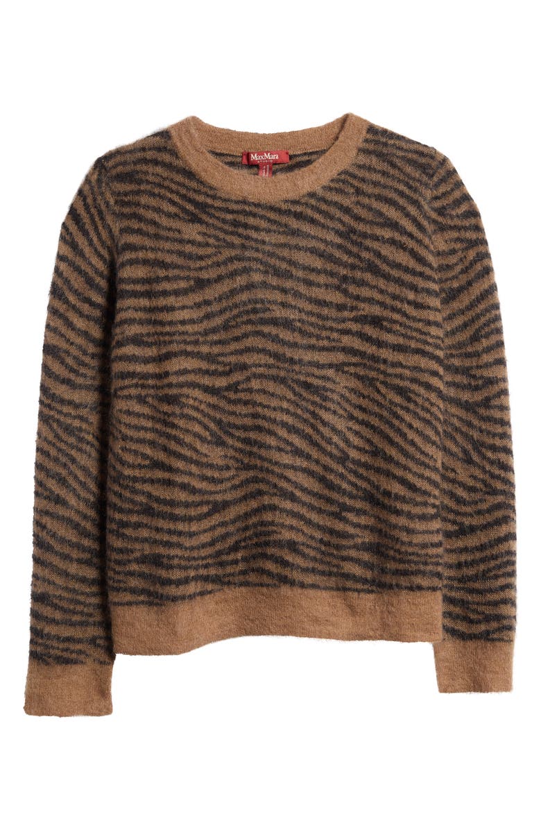Max Mara Studio Abadan Tiger Stripe Mohair Blend Crewneck Sweater, Main, color, 
