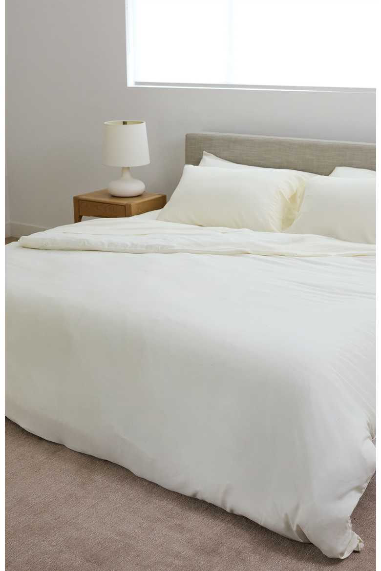 Performance Linen Blend Duvet Cover, Alternate, color, Bone