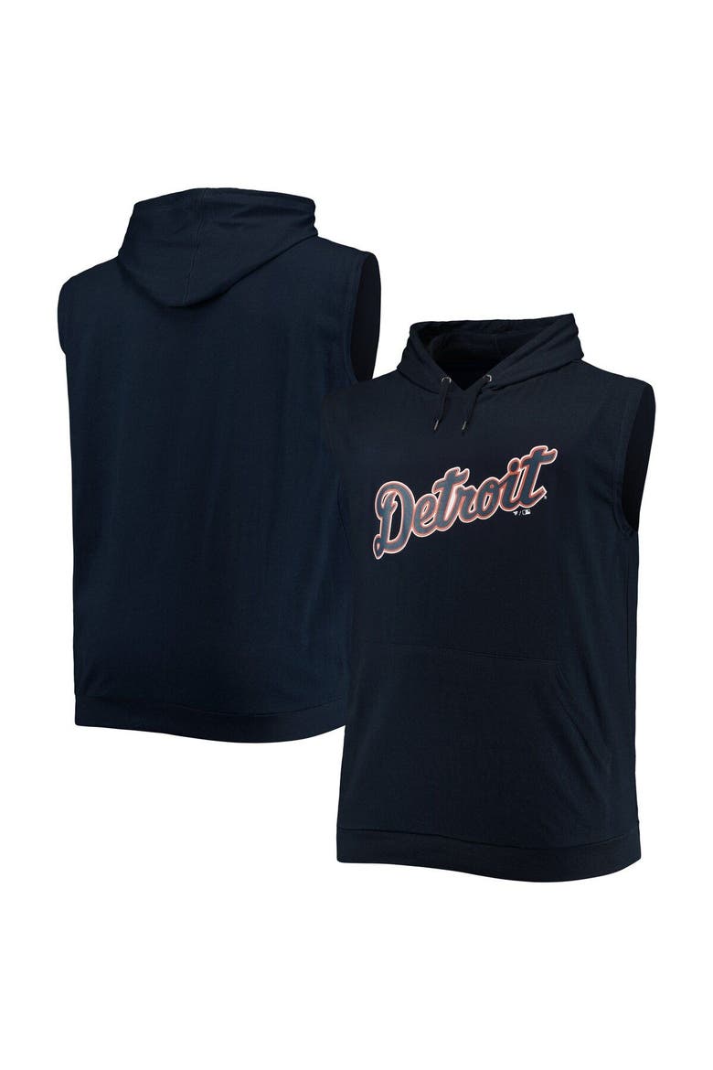 Men's Navy Detroit Tigers Jersey Muscle Sleeveless Pullover Hoodie, Main, color, Navy