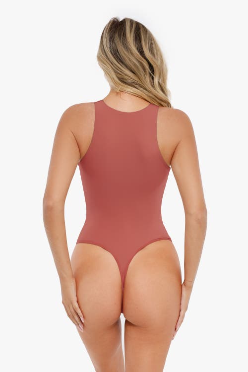 Popilush Shapewear Cloudsense Sleeveless Cutaway Round Neck Bodysuit In Faded Rose