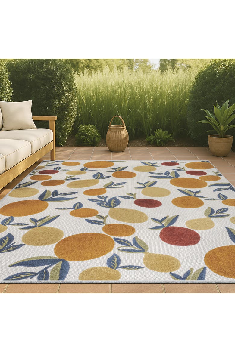 Limone Bold Lemon High-Low Indoor/Outdoor Area Rug, Alternate, color, Orange/Beige/Cream