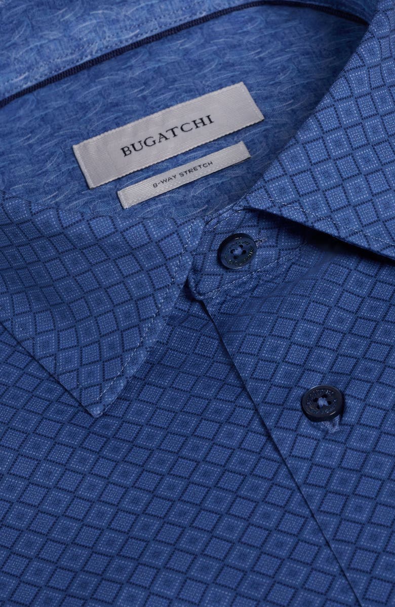 Bugatchi Jimmy OoohCotton<sup>®</sup> Geo Print Button-Up Shirt, Alternate, color, Cobalt