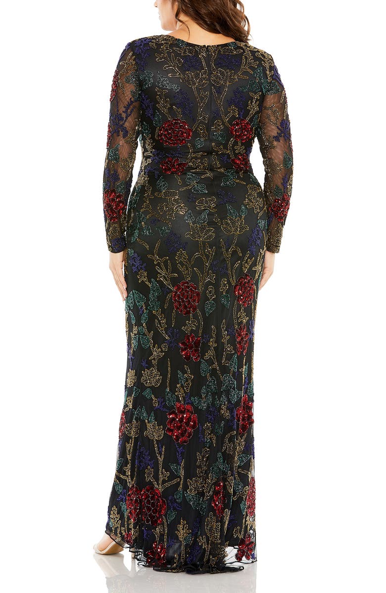 Mac Duggal High Neck Beaded Embellished Gown, Alternate, color, Black Multi