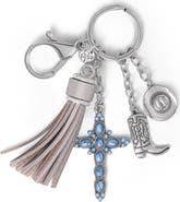 Jessica Simpson Western Cross & Tassel Charm Keychain