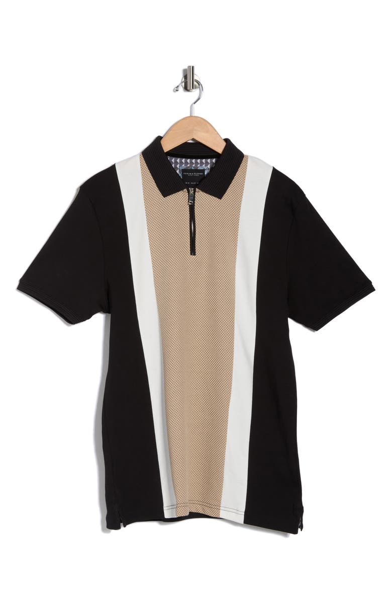 DENIM AND FLOWER Quarter Zip Polo, Alternate, color, Black Sand