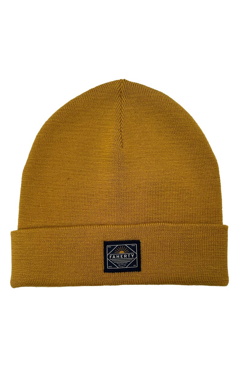 Faherty Workwear Merino Wool Beanie, Main, color, Marigold