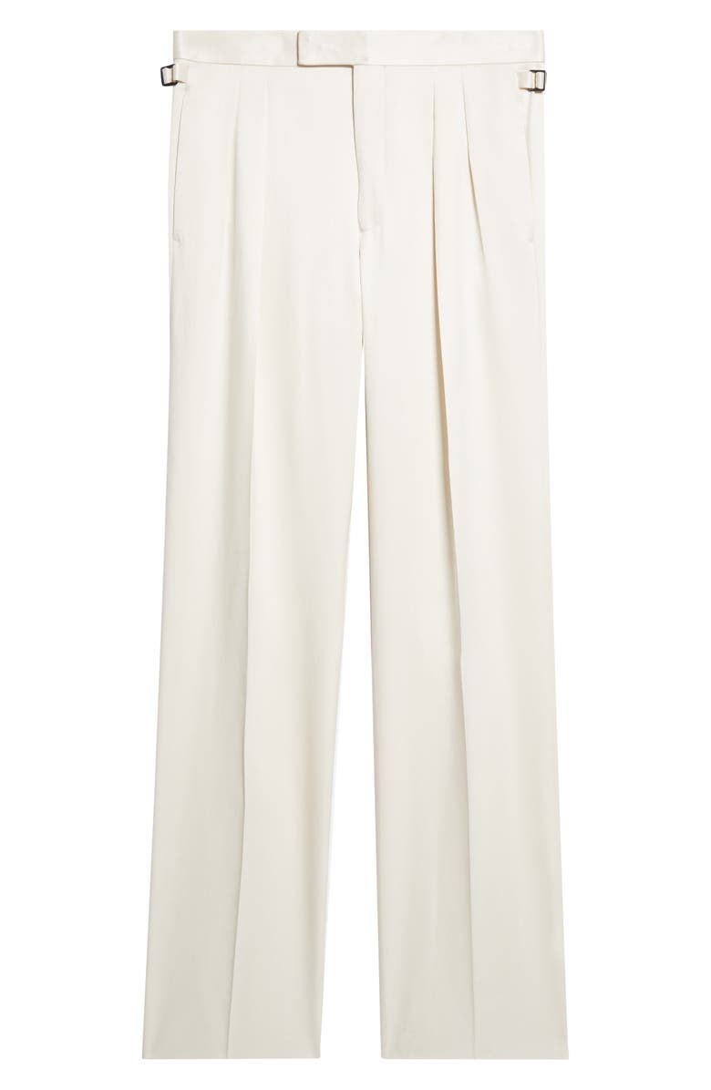 TOM FORD Pleated Silk Gabardine Wide Leg Pants, Alternate, color, Ivory