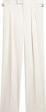TOM FORD Pleated Silk Gabardine Wide Leg Pants