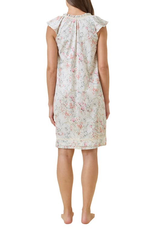 Papinelle Yolly Flutter Neck Cotton Sateen Nightgown In Burgundy