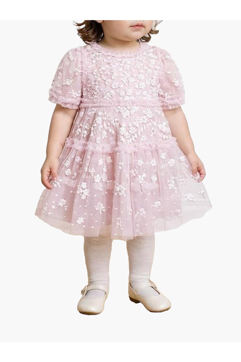 Garland Ribbon Baby Dress, Main, color, Peony Pink/Cream