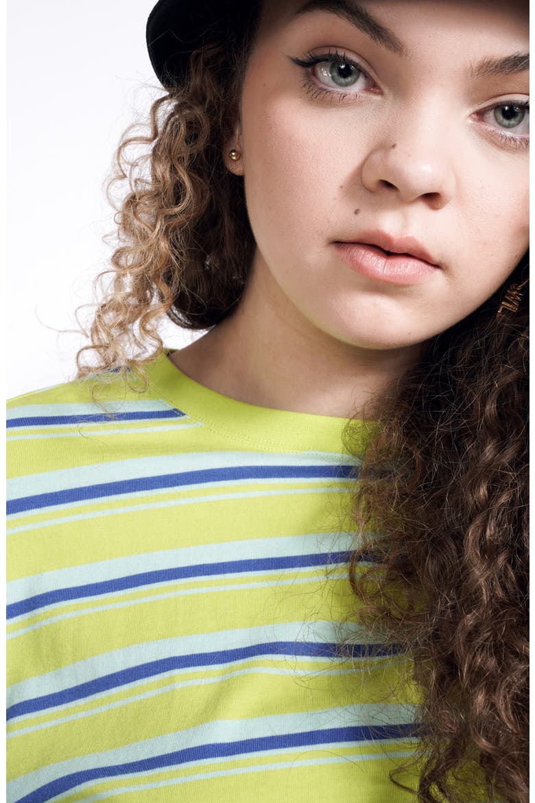 Stripe Boxy T-Shirt (Nordstrom Exclusive), Alternate, color, NEON GREEN STRIPE