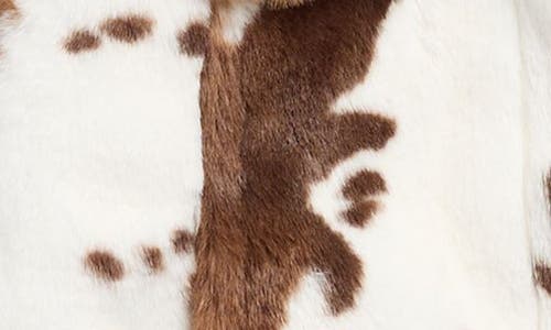 Tractr Kids' Cow Print Faux Fur Trucker Jacket In Brown