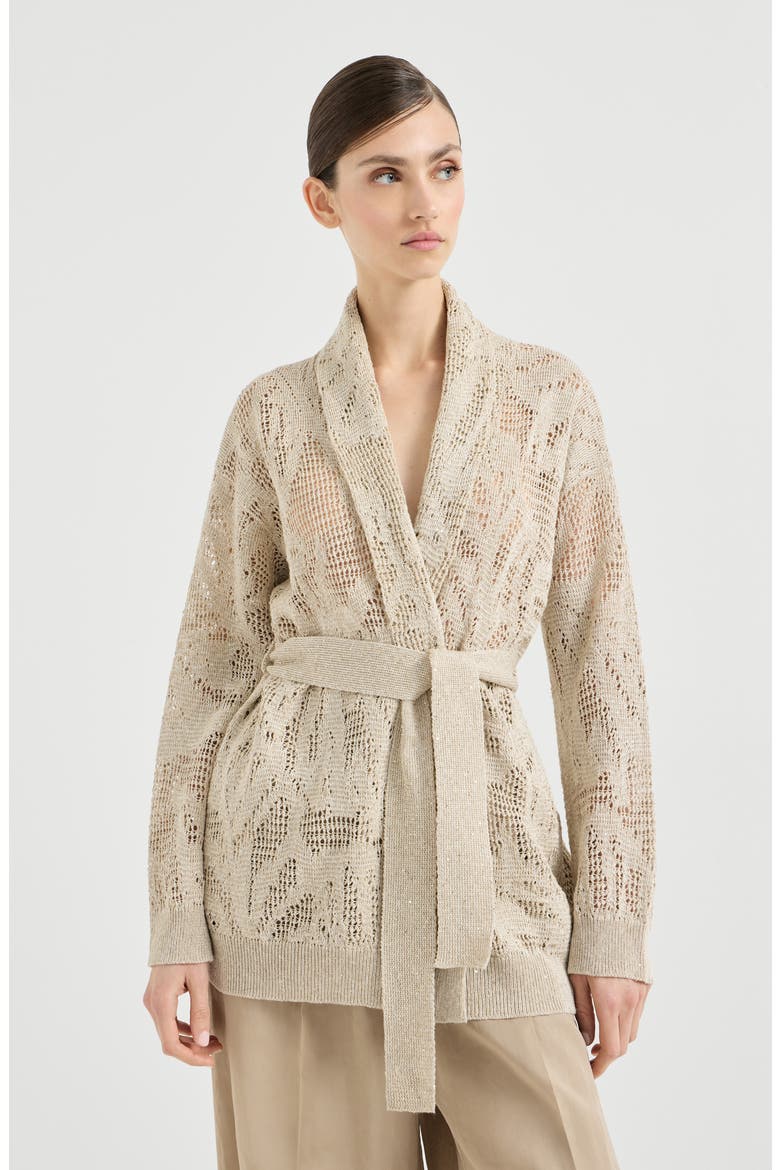 Dazzling water lilies cardigan, Main, color, Beige