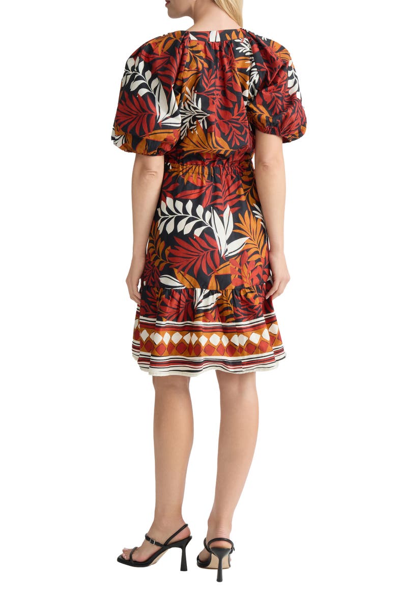 Botanical Print Fit & Flare Dress, Alternate, color, DARK SPICE MULTI