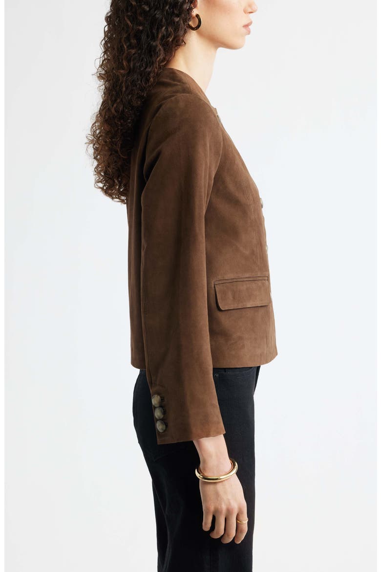 Crop Suede Jacket, Alternate, color, BROWN DRUM
