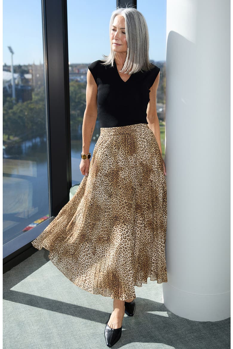 Alias Pleated Maxi Skirt, Alternate, color, LEOPARD