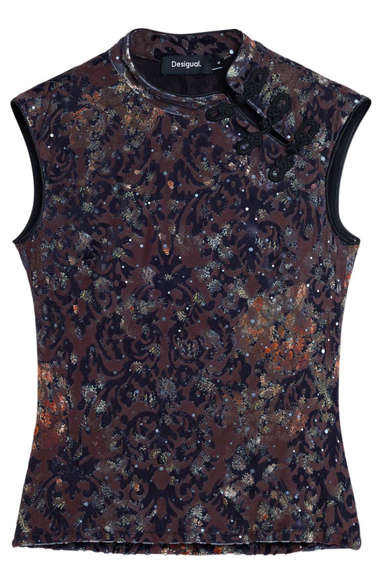 Desigual Sleeveless Mock Neck Top, Alternate, color, Black