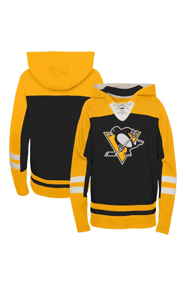 Outerstuff Preschool Black Pittsburgh Penguins Ageless Revisited Lace-Up V-Neck Pullover Hoodie, Main, color, 