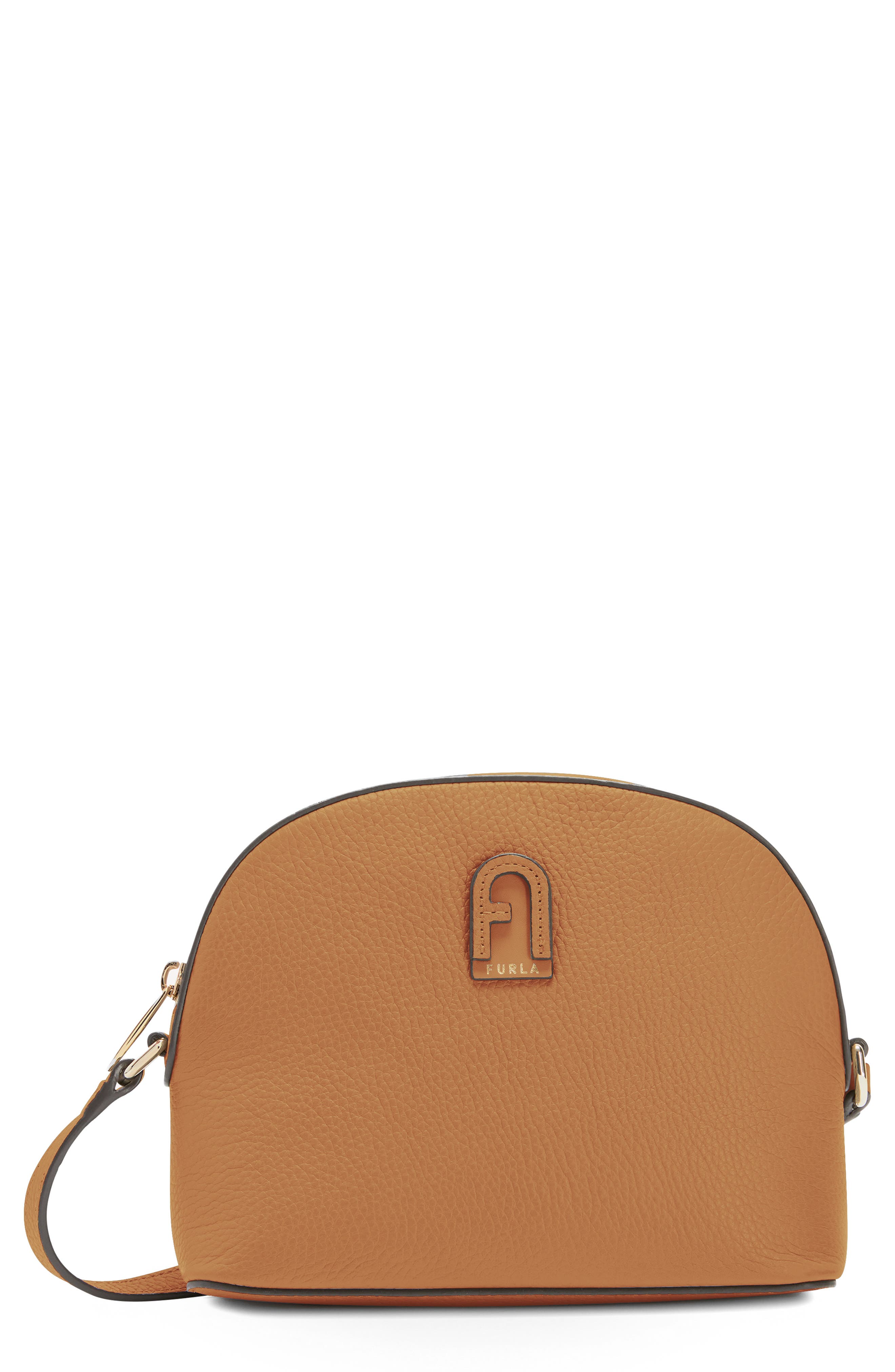 Athena Leather Crossbody Bag, Main, color, CARAMELLO F