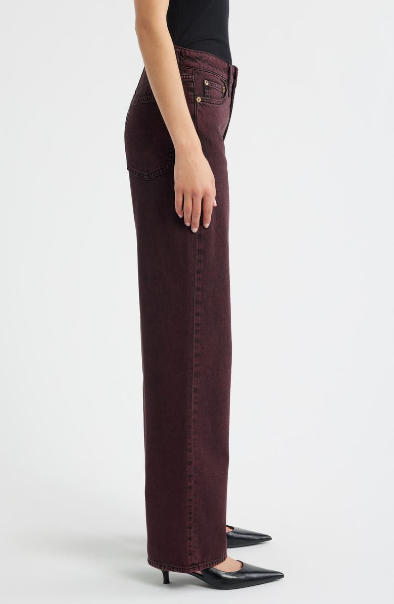 rag & bone Featherweight Logan Mid Rise Wide Leg Jeans, Alternate, color, Brown/ Plum