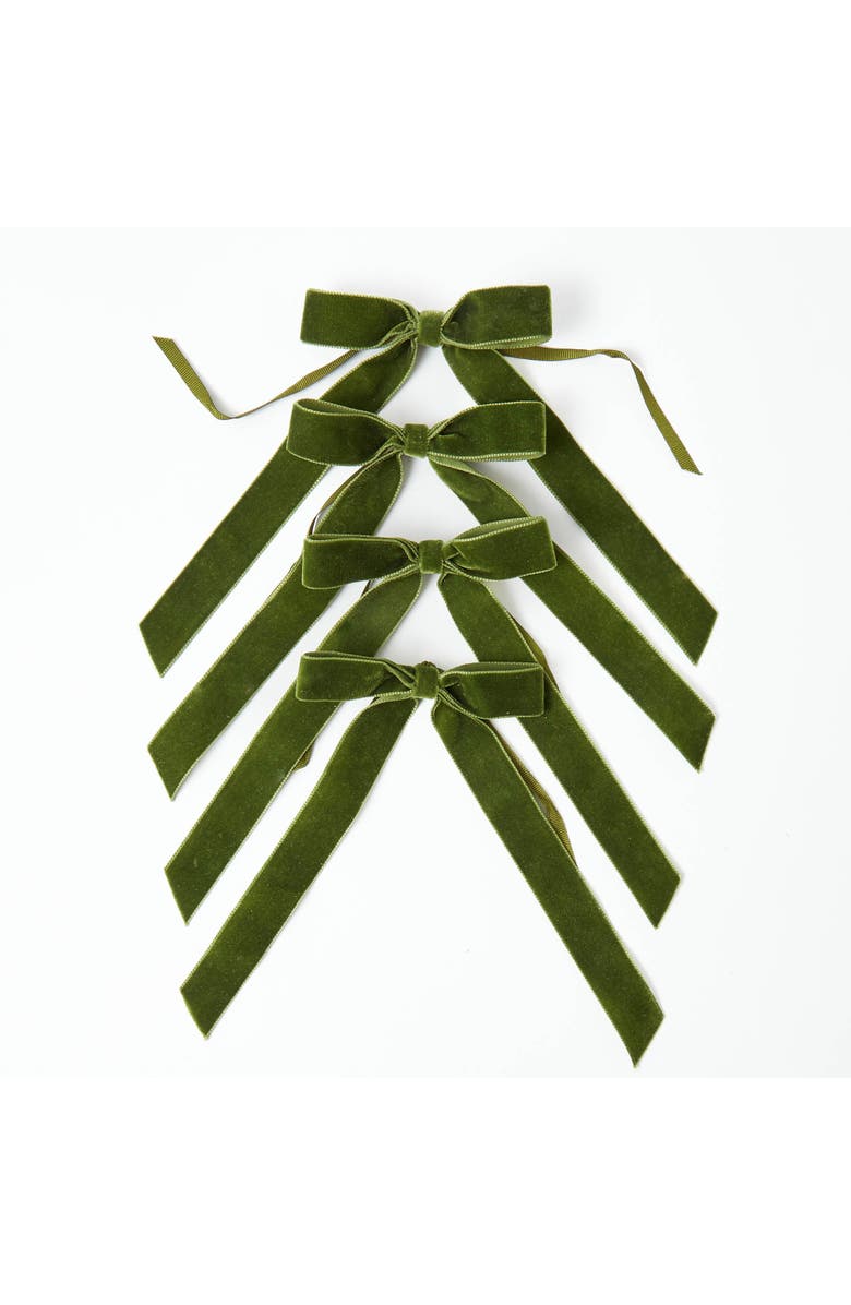 Mrs. Alice Velvet Bows (Set of 4) - 20cm, Main, color, Green