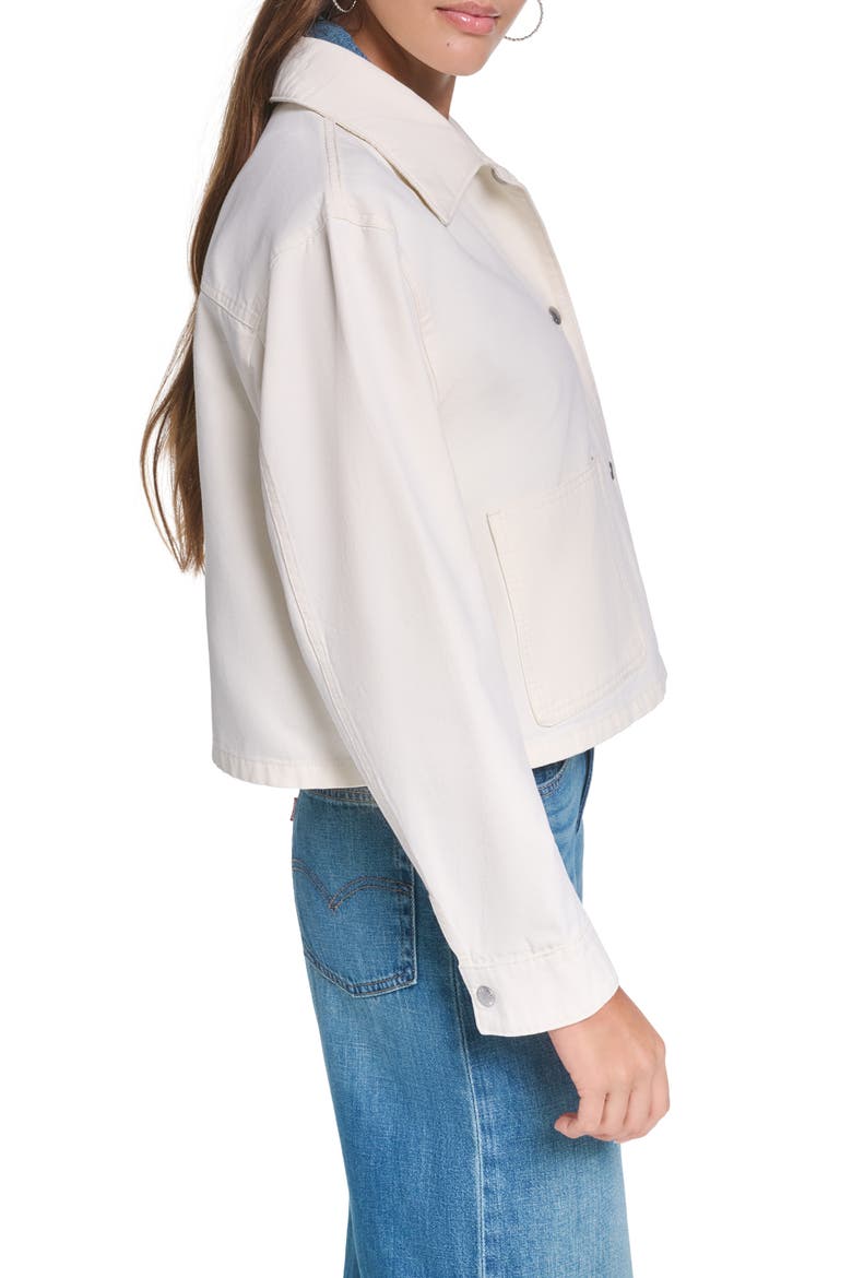 Cropped Cotton Chore Jacket, Alternate, color, ECRU
