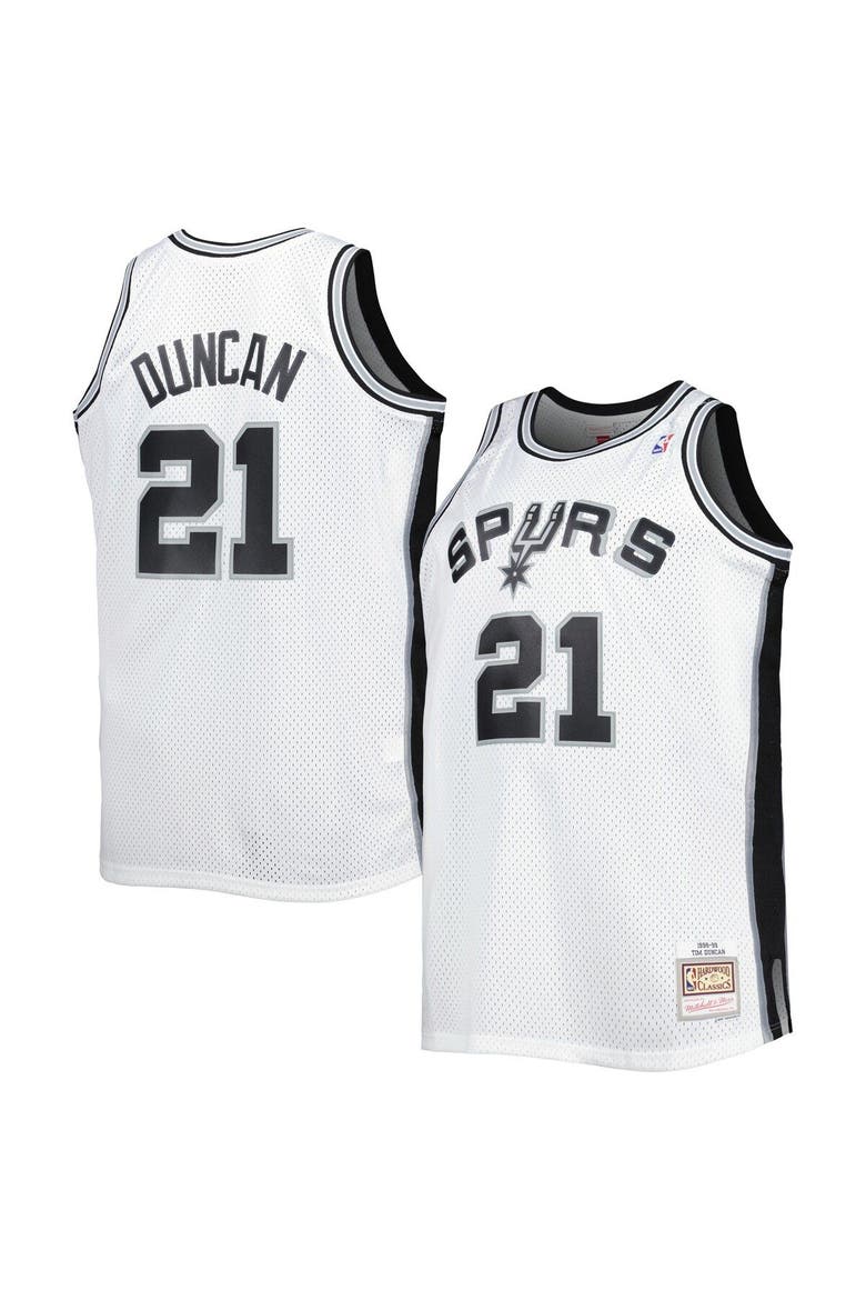 Men's Mitchell & Ness Tim Duncan White San Antonio Spurs Big & Tall Hardwood Classics 1998/99 Swingman Jersey, Main, color, White