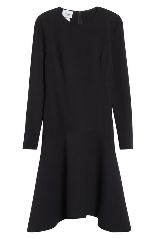Akris Punto Long Sleeve Asymmetric Midi Dress In Black