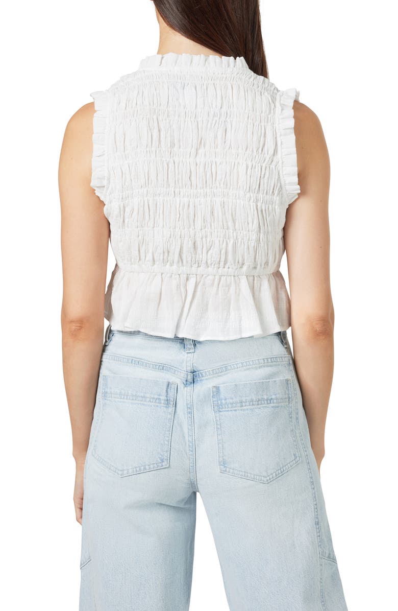 Habitual Cotton Shirred Tie Front Top, Alternate, color, White