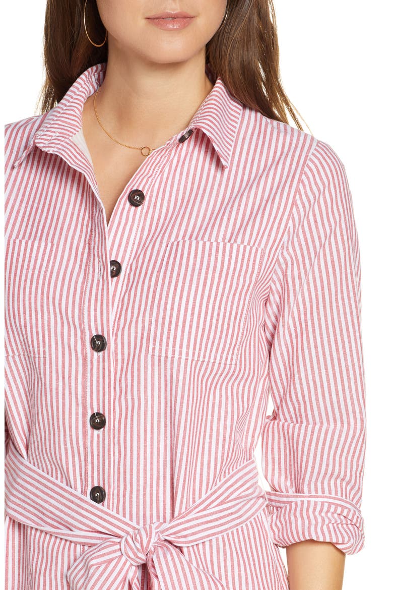 Stripe Belted Shirtdress, Alternate, color, RED- WHITE