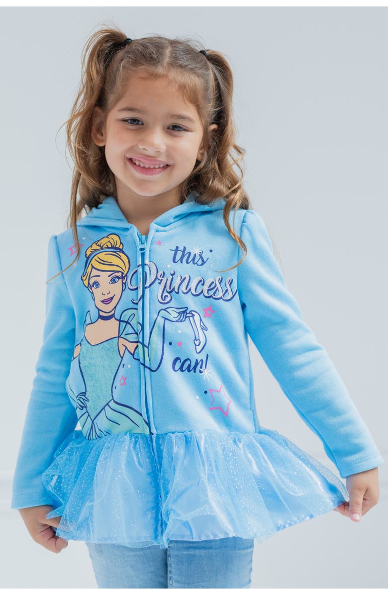 Disney Princess Zip-Up Hooded Sweatshirt, Alternate, color, Cinderella Light Blue