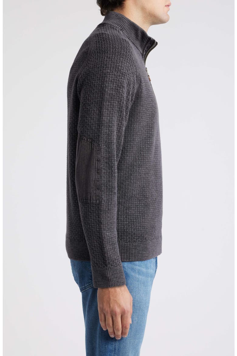 Sunbreak Half Zip Textured Cotton Sweater, Alternate, color, BLACK