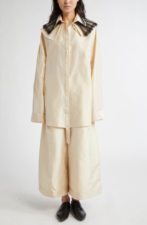 MERUERT TOLEGEN MERUERT TOLEGEN TULLE TRIM OVERSIZE TAFFETA SHIRT
