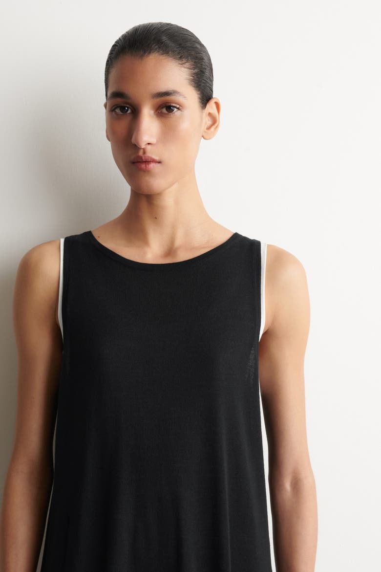 Rounded Merino Wool Maxi Dress, Alternate, color, BLACK