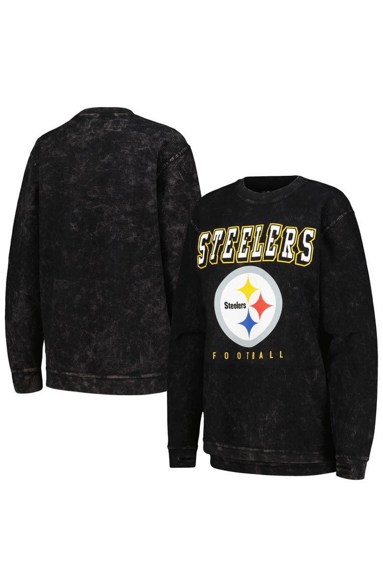 G-III 4HER BY CARL BANKS Women's G-III 4Her by Carl Banks Black Pittsburgh Steelers Comfy Cord Pullover Sweatshirt, Main, color, Black