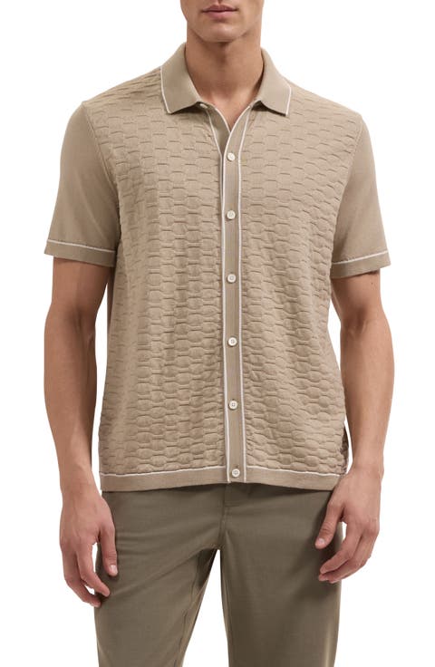 Short Sleeve Full Button Sweater