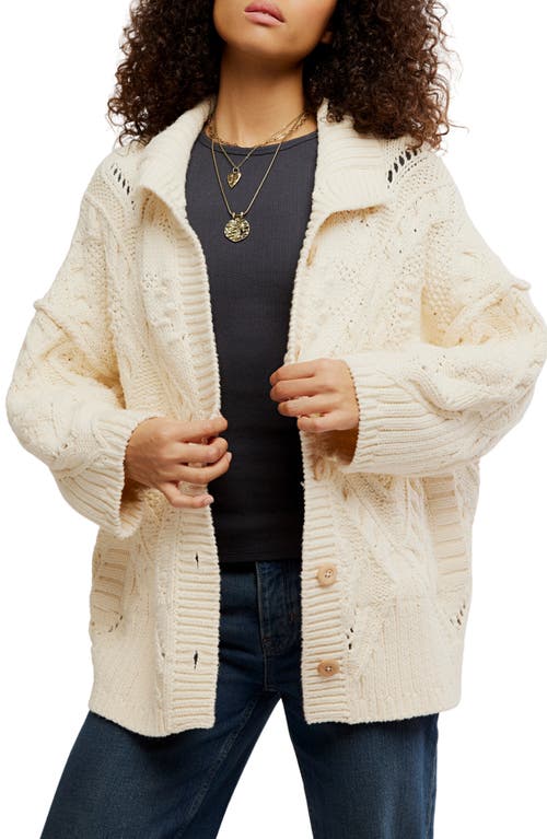 Free People Heart You Cotton Cardigan In White