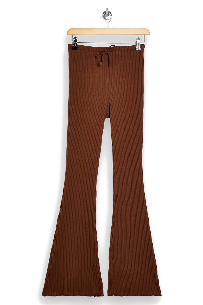 Ribbed Wide Leg Pants, Alternate, color, DARK BROWN