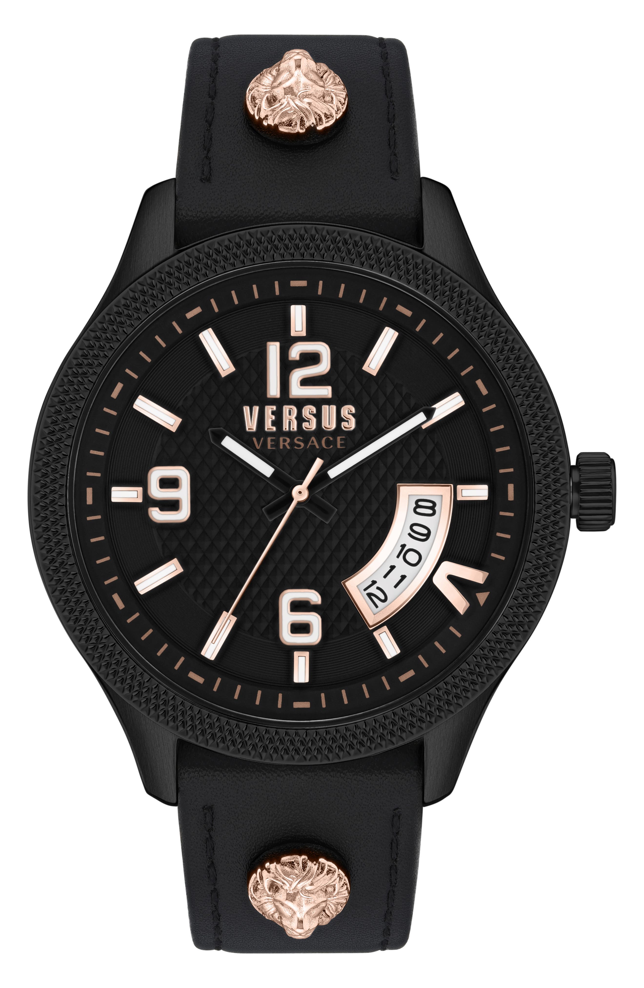 Reale Leather Strap Watch, 44mm