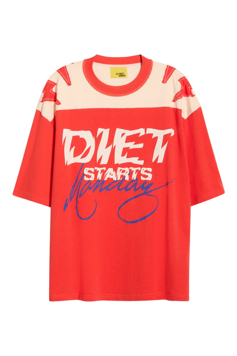 Yoke Colorblock Cotton T-Shirt, Alternate, color, RED