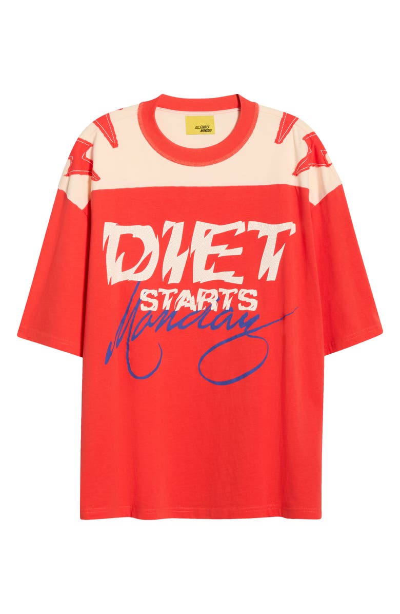 DIET STARTS MONDAY Yoke Colorblock Cotton T-Shirt, Alternate, color, Red