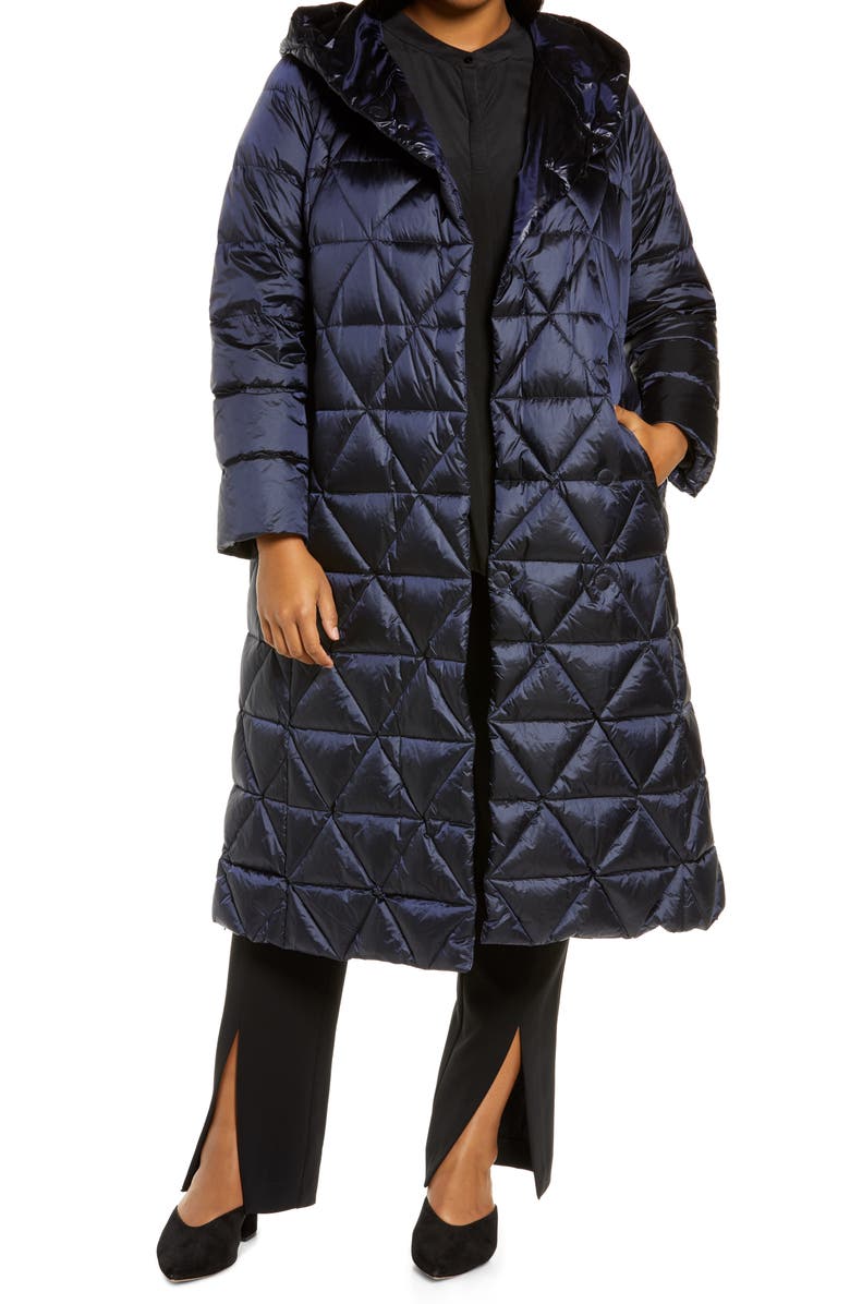Marina Rinaldi Paniere Water Repellent Quilted Down Coat, Main, color,