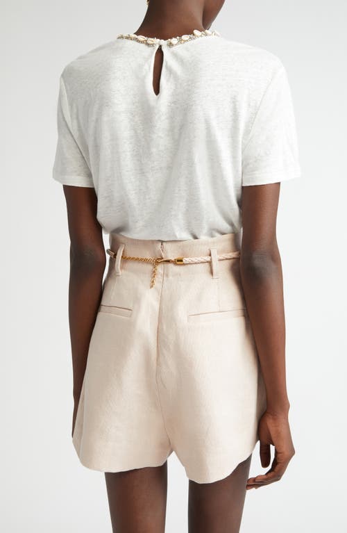 Zimmermann Illuminate Embellished Short Sleeves T-shirt In Ivory