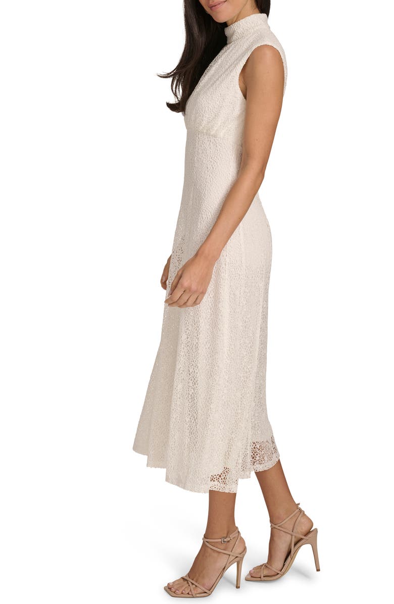 Calvin Klein Mock Neck Sleeveless Lace A-Line Dress, Alternate, color,