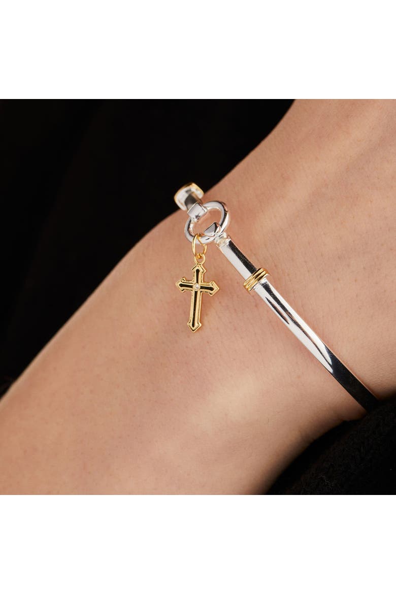 Cross Clip Bangle, Alternate, color, Silver