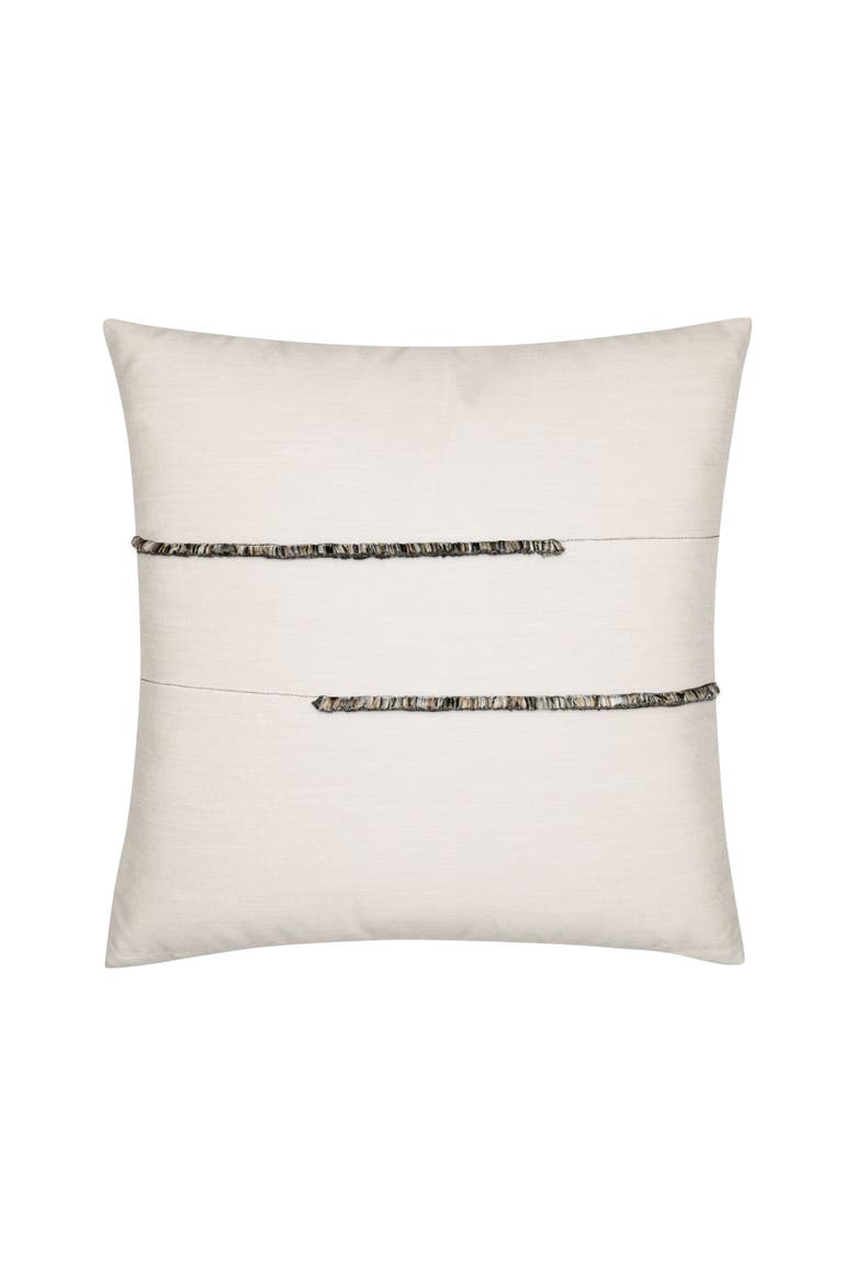 Micro Fringe Square Indoor & Outdoor Square Woven Accent Pillow with chenille accents, Main, color, Grigio