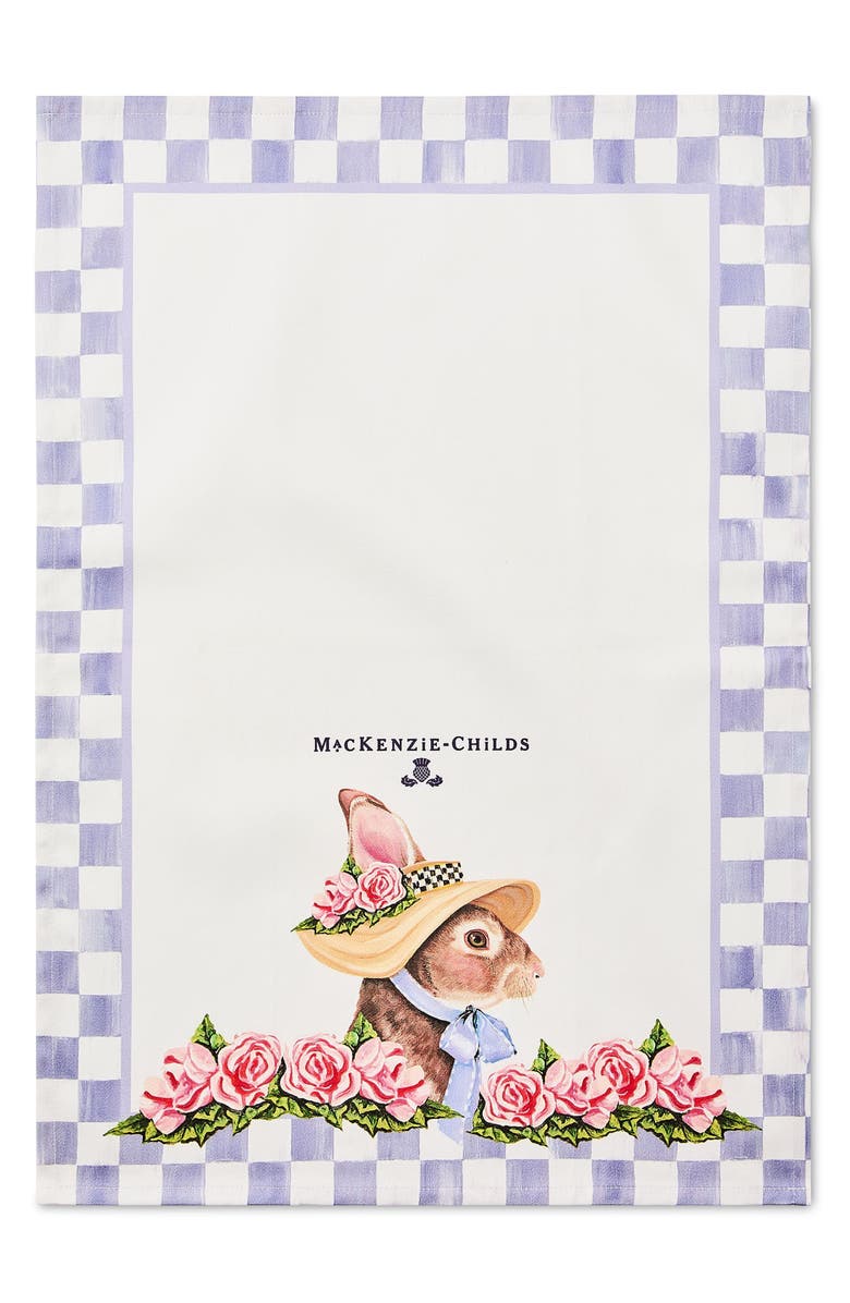MACKENZIE CHILDS Rabbit with Bonnet Dish Towel, Alternate, color, Purple