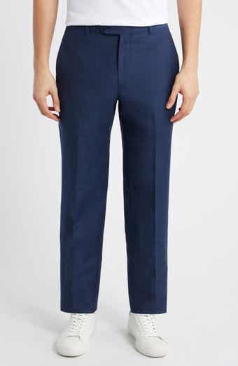 Peter Millar Harker Navy Flat Front Wool & Linen Dress Pants