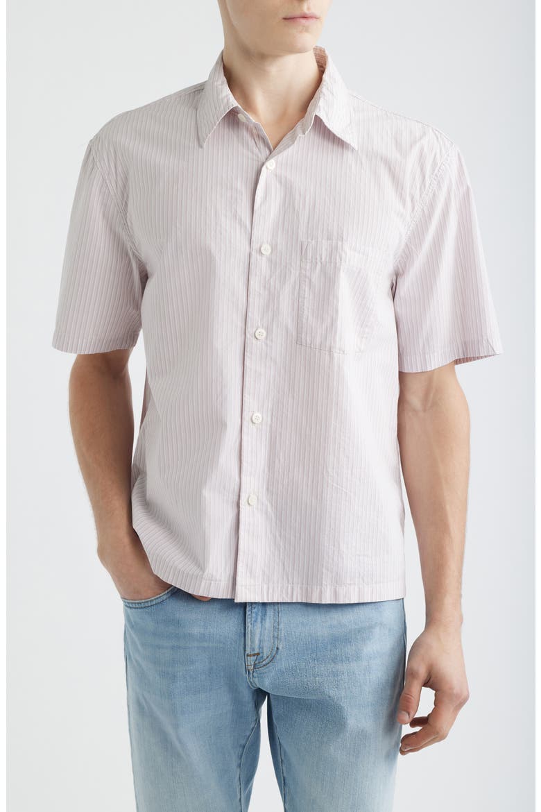 Mini Shirting Stripe Short Sleeve Cotton Poplin Shirt, Main, color, MINI SHIRTING STRIPE