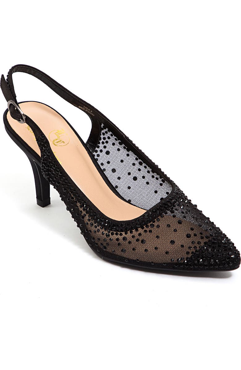 LADY COUTURE Lola Embellished Pointed Toe Slingback Pump, Main, color, Black